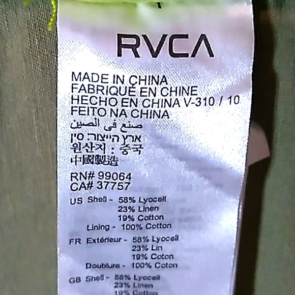 NWOT Mountain Jacket by RVCA.Linen Blend,Oversized Design Military Style - Picture 13 of 16